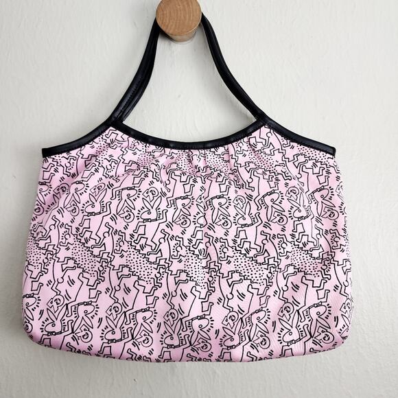 NEW Playboy Bunny Y2K Pink Patterned Graphic Shoulder Tote Women's Bag - Picture 7 of 12